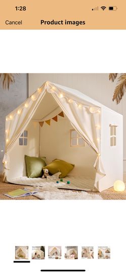 Tiny Land Kids Tent with Mat and Star Lights, Indoor Playhouse for Toddlers