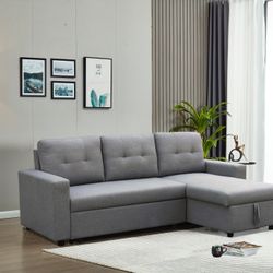 L Shape Sectional Couch 🛋️ With Storage Compartment Brand New Folds Out To A Bed 🛏️ L Part Is Reversible To Either Side 