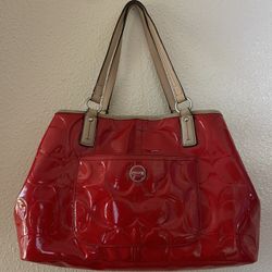 Red Patent Leather Coach Bag 