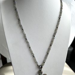 Stunning Vintage Moonstone necklace with cross pendant 925 silver