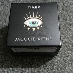 Jacquie Aiche Timex Gold Watch With Leaf Design, Links, Paperwork, Box Included
