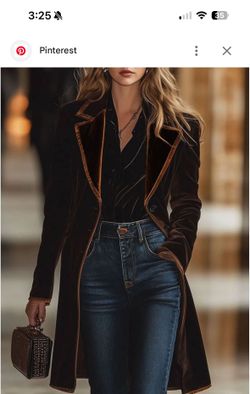 Vintage Inspired Brown Velvet Long Coat