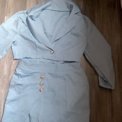 SHEIN Privé Shawl Collar Open Front Blazer And Skirt