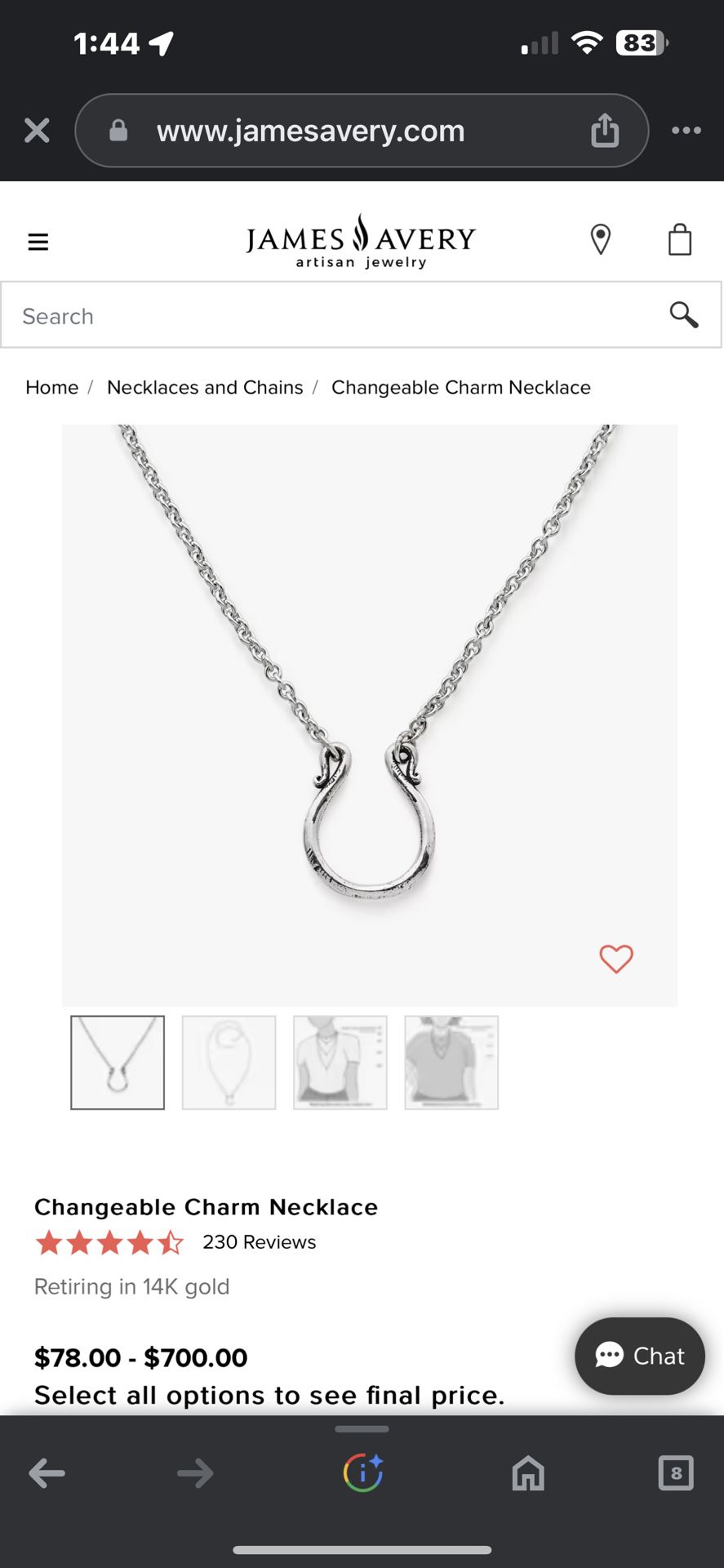 James Avery Charm Necklace 