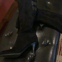 Black Micro Suede Dress Boots