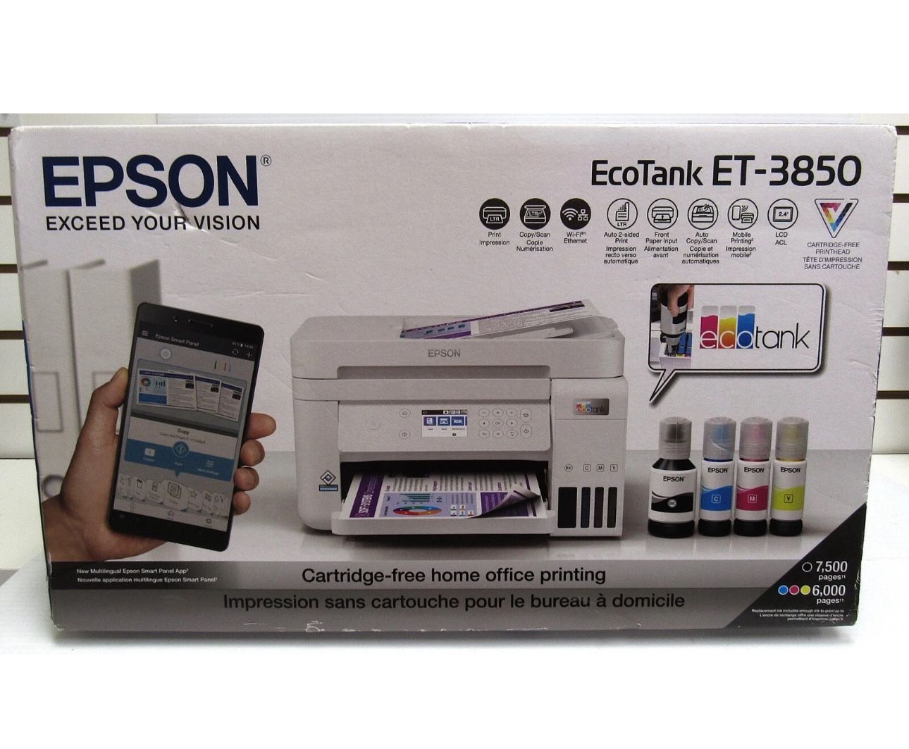 Epson EcoTank ET-3850 Wireless Color All-In-One Inkjet Printer (C11CJ61201)