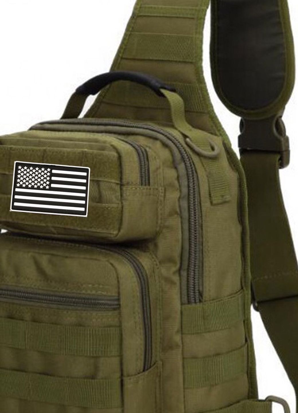 Green Tactical Sling Bag With Flag Patch - New