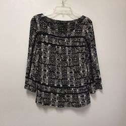 Women’s LUCKY BRAND 100% viscose black & cream elbow sleeve top… Size-XS
