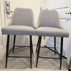 Gray fabric counter height bar stool