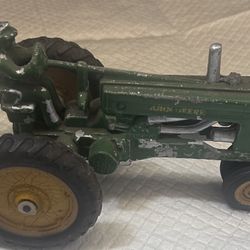 Vintage 1/16 Scale Early Ertl Aluminum John Deere Model A Tractor W/ Driver