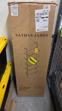 NEW Nathan James Theo 5-Tier Oak Wall Mount Ladder Bookshelf | Factory Sealed