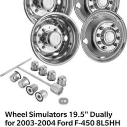 Polished 19.5'' 8 Lug Wheel Simulators Stainless Steel Ford F450/F550 2WD Trunk Dually Wheel Cover Set, ‎19.5

