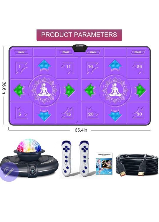 Dance Mat for TV, Wireless Musical Electronic Dance Mats with HDMI Interface, Double User Dance Pad Non-Slip with HD Camera Host, Games