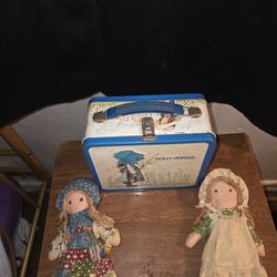 1972 Vintage Holly Hobbie Lunch Box /2 Rag Dolls