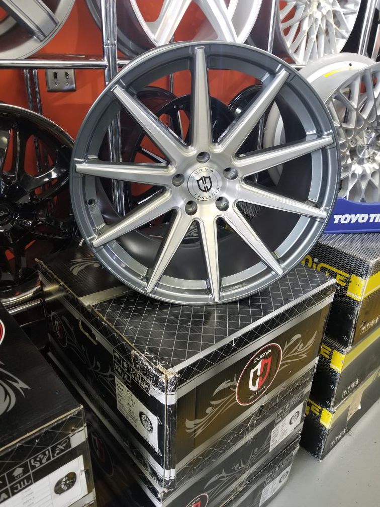 20" Staggered Curva C49 Gunmetal/Machine Wheels