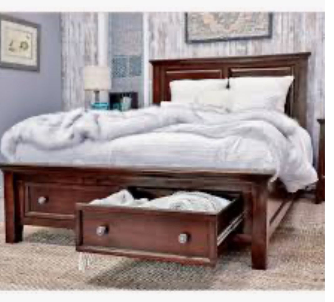King Storage Bed & 2 Side Tables
