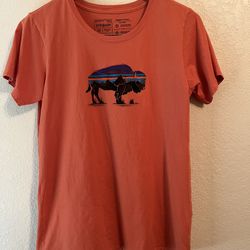 Patagonia Buffalo Regular Fit 100% Organic Cotton T-Shirt Orange Medium 