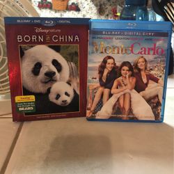 2 Blu-Rays Disney’s Born In China & Monte Carlo $1. Ea. 