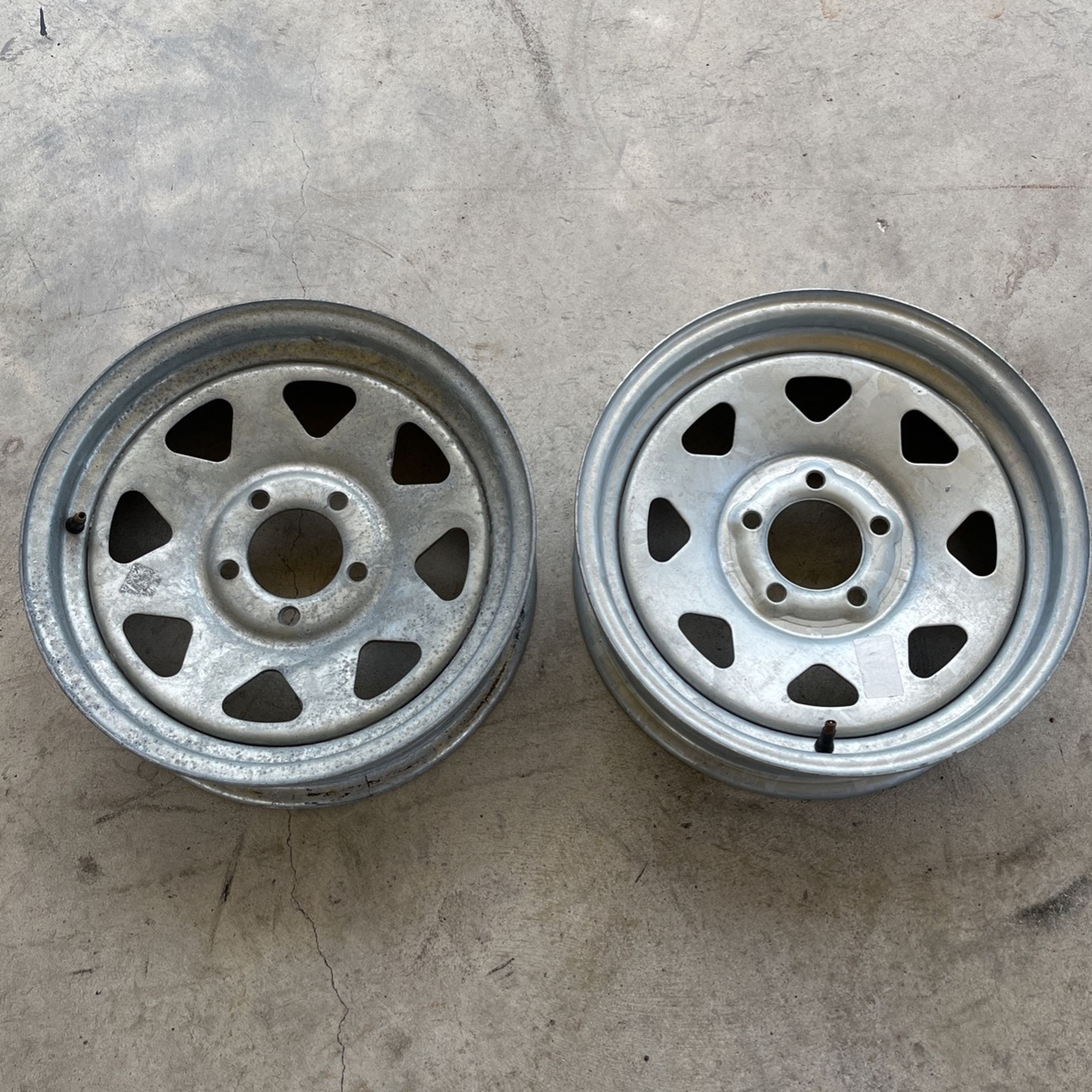 Two 15” Galvanized Trailer Rims 5/4 And A Half for Sale in Gibsonton
