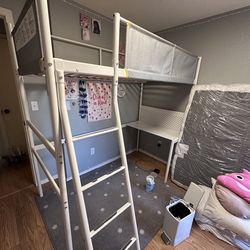 IKEA Metal frame Vitval loft bed with desk