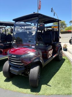 2025 Voyager Patriot 4-Passenger Non-Lifted 72-Volt Lithium Street Legal LSV Golf Cart in Midnight Metallic Gloss Bl w/White Seats w/Black Piping & St
