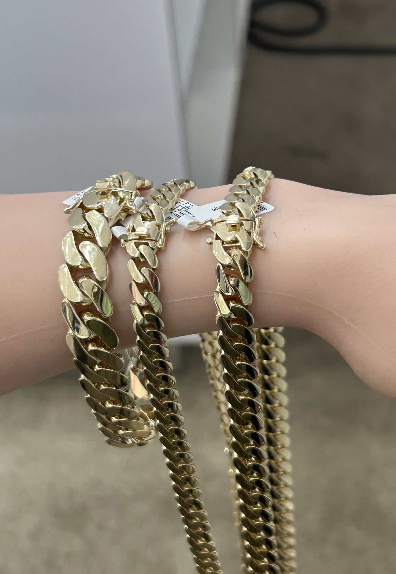 10KT Gold Close Miami Cuban Link Chain and Bracelet