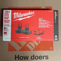 New!!! Milwaukee M12 12-Volt Lithium-Ion Starter Kit with Two 6.0 Ah Battery Packs and Charger