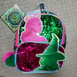 Wicked Girls Sequin Mini Backpack, Green/Pink