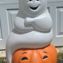 Vintage Empire Ghost On Pumpkin Blow Mold