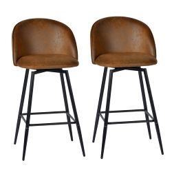 Homy Casa HASEEB 26" Swivel Counter Height Bar Stools Set of 2,Vintage Brown