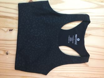 90 Degree by Reflex Black Leopard Sports Bra 90 DEGREE By Reflex Womens Size S Black Crop Gym Tanks (leopard+camo)