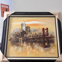 Brooklyn Bridge Oil Painting. New York art 