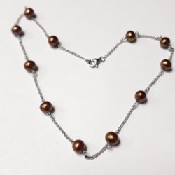 Silver Pearl Necklace 