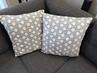 Blue & White geometric throw pillows 19x19