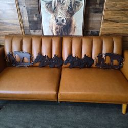 Horse Rustic Metal Western Wall Decor And Canvas Cow 2x2 