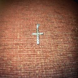 10 Karat Gold Plated But With Sterling Silver Under The Plating 1 Inch Cross Pendant