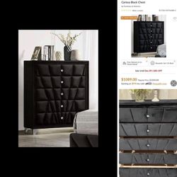 Black Velvet Bedroom Dresser Retail $1200