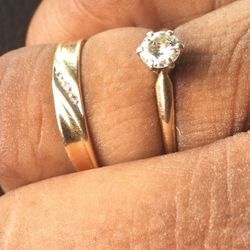 Genuine Diamond Engagement and Wedding Ring size 7