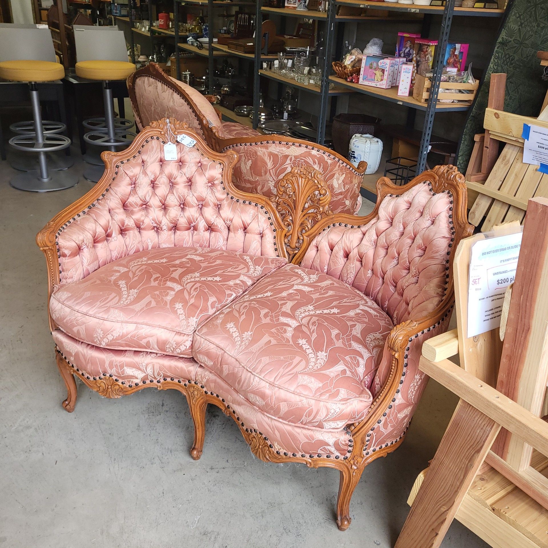 Victorian Courting Sofa!! (Antique loveseat couch) (Bridgerton) for