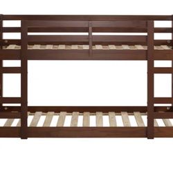 Walnut Twin-over-Twin Bunk Bed - 46”H x 78”L