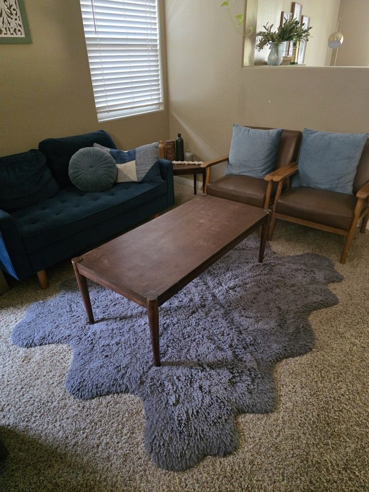 Moderm Midcentray Sofa Set Small Sofa And 2 Arm Chair With Coffee Table