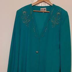 Womens Vintage green Studded blazer size 14.