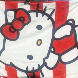 Red And White Hello Kitty Twin Blanket