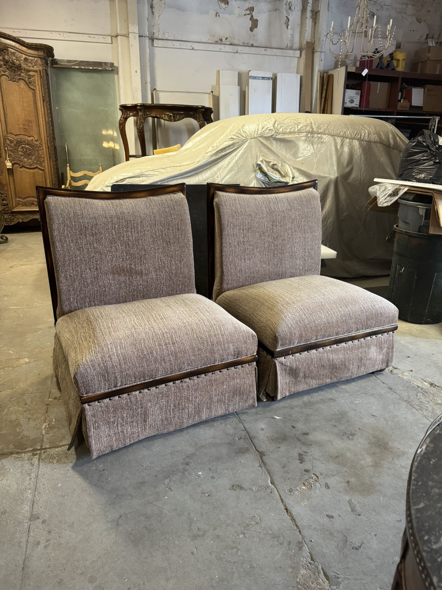 Set of 2 Large Brown King Sofa chairs
