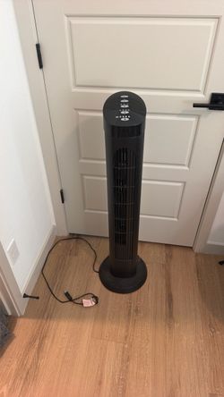 Black Tower Fan with Control Panel