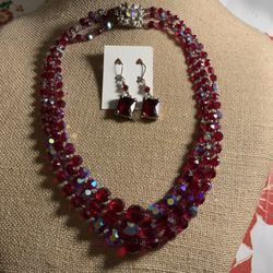 Red Aurora Borealis Necklace And