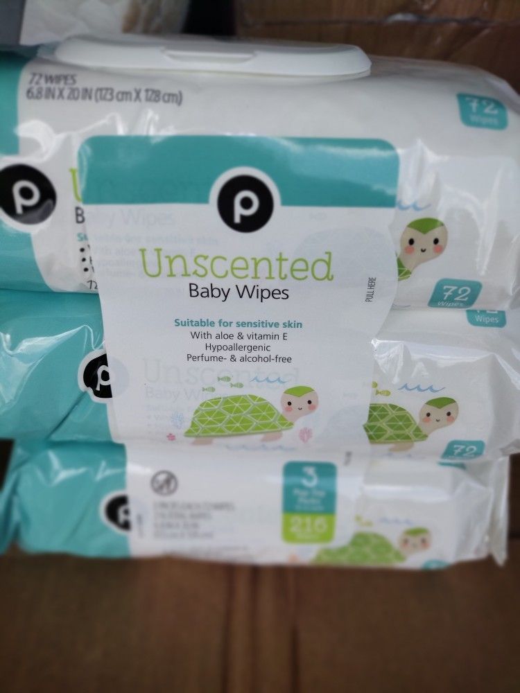 3 Pack Unscented Baby Wipes $4