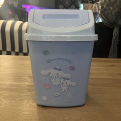 Sanrio Cinnamoroll Blue Collectible Plastic Tabletop Trash Can 11”x6.5” NEW