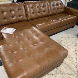 Luxury Real Leather 2 Pieces Sectional Sofa And Couch