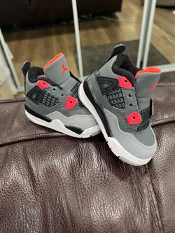 Nike Air Jordan 4 Retro, Toddler,  blk & Infrared Red, Size 3c